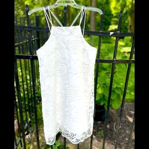 SANS SOUCI white lace overlay sleeveless dress